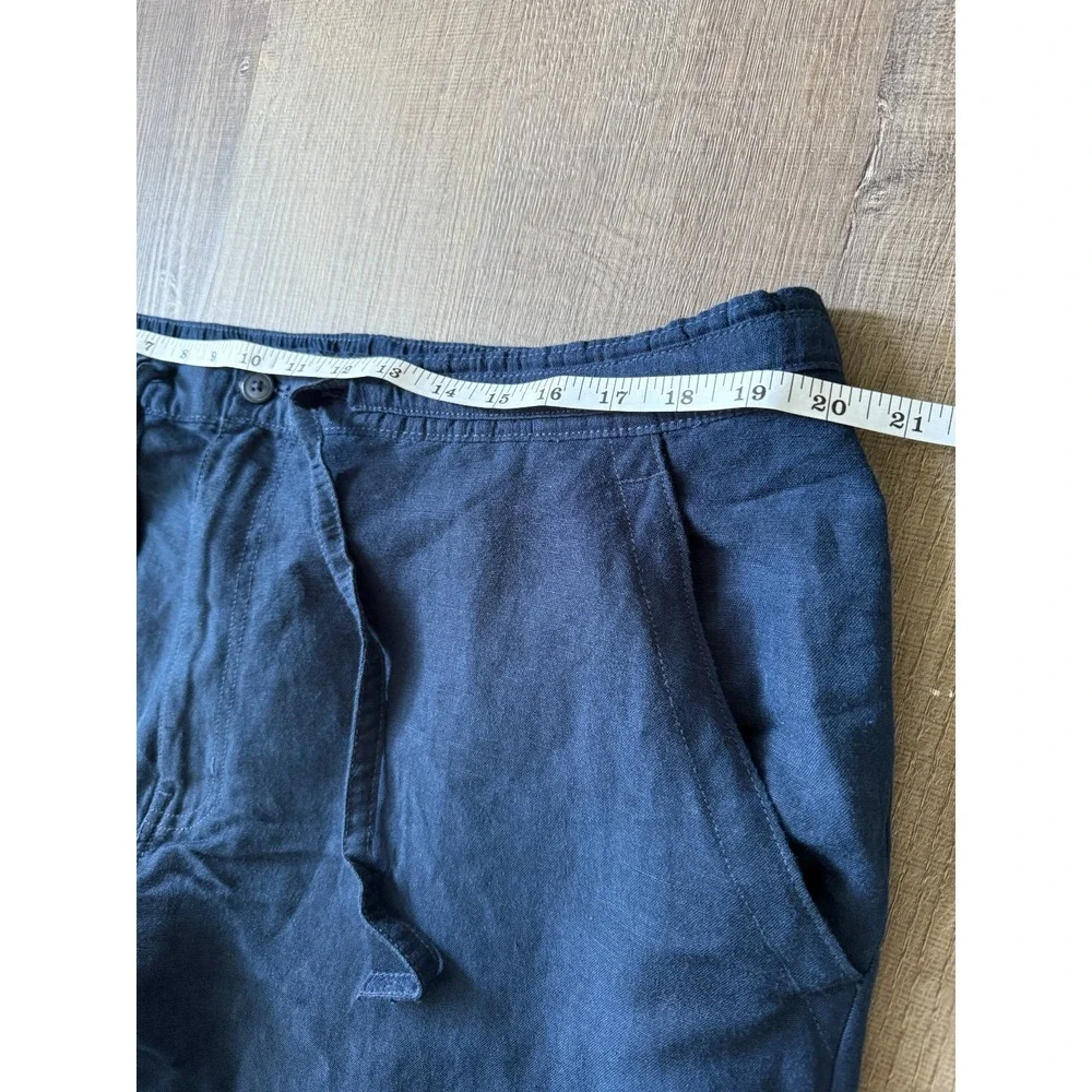 Cubavera Men's Navy Linen Blend Pants XLx32 Resort Wear Elastic Waist Drawstring